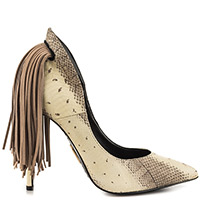 Lust For Life Lark - Natural Snake Fringed Heel Pump